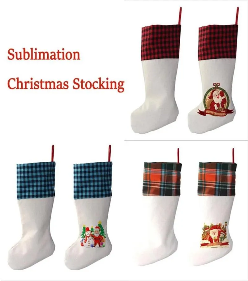 Sublimation chaussettes de noël fêtes enfants blanc blanc bricolage cadeau de haute qualité 5 couleurs sacs de bonbons arbre pendentif 3171453