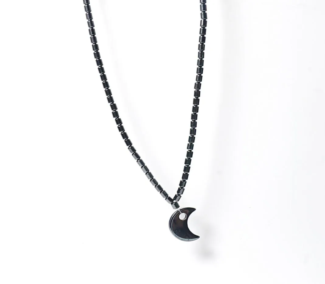 Collier pendentif hématite en forme de lune pour hommes et femmes, pendentif en pierre naturelle, collier magnétique, perles, bijoux 7635587