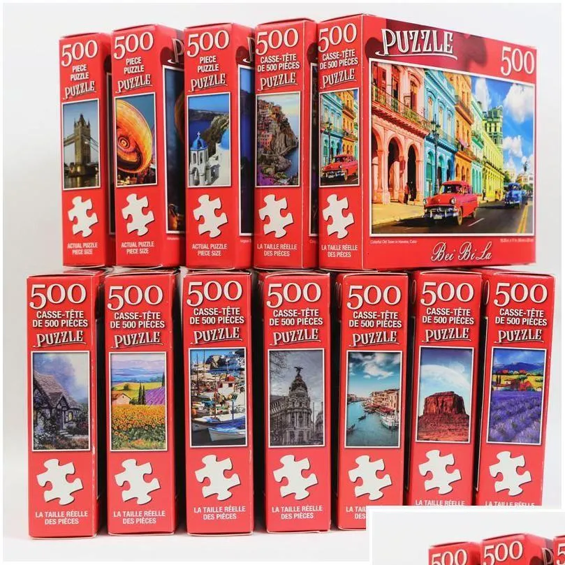 Ricordi 500 pezzi Jigsaw Puzzle Vari modelli di paesaggi Giocattolo educativo per bambini Giochi per bambini Regalo di Natale 230801 Drop Del Dh2Dz
