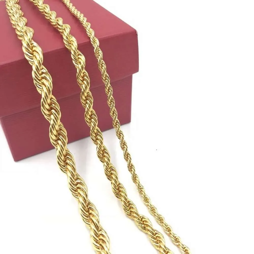Gold Plated Twist Rope Necklace 14k/18k Stainless Steel Chain For