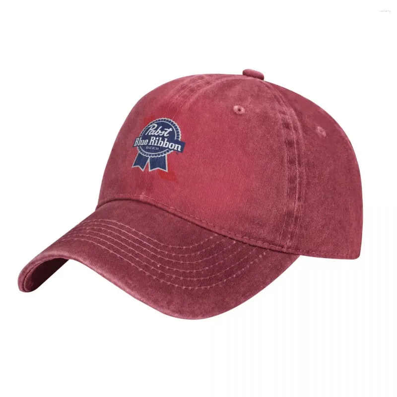 Pabst Blue Ribbon Cap Cowboy Hat Streetwear Vintage Washed Cotton Canvas 2024 Adjustable Unisex
