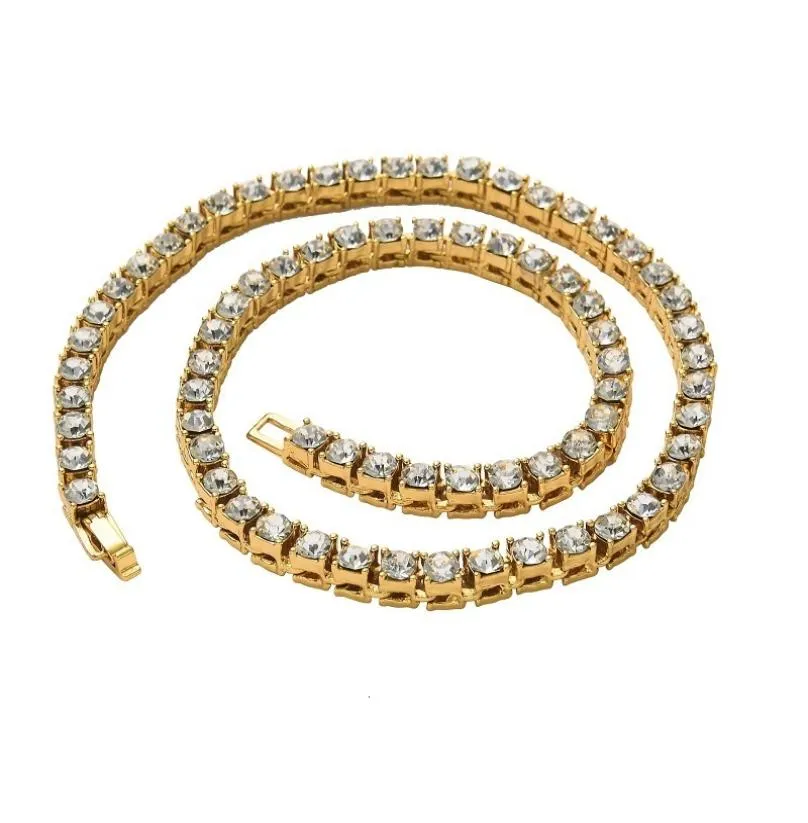 5mm alloy diamond tennis chain hip hop jewelry single row chain4643668