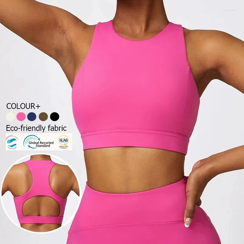 Outfit da yoga Donne ad alto impatto Fitness reggiseno solido Colore solido Eco-friendly Sports bianche