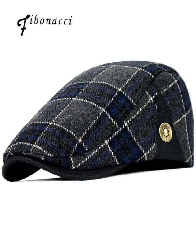 Fibonacci Berretti adulti retrò di alta qualità da uomo in lana scozzese Cabbie cappelli a berretto per donna039s Newsboy Caps5822715