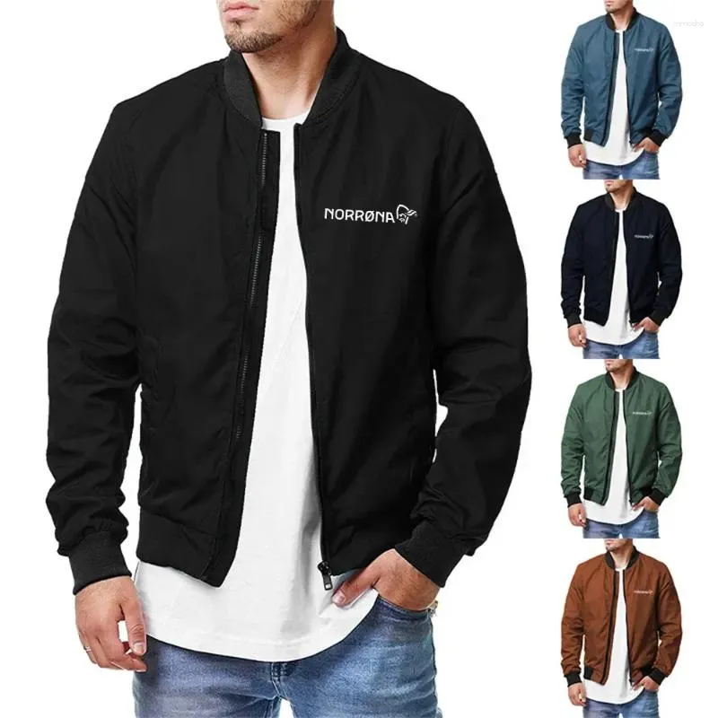 Jaquetas masculinas NorronAmen's Light Bomber Zippered Flying Jacket Informal College Windbreaker Casaco de Inverno Roupas Impermeáveis