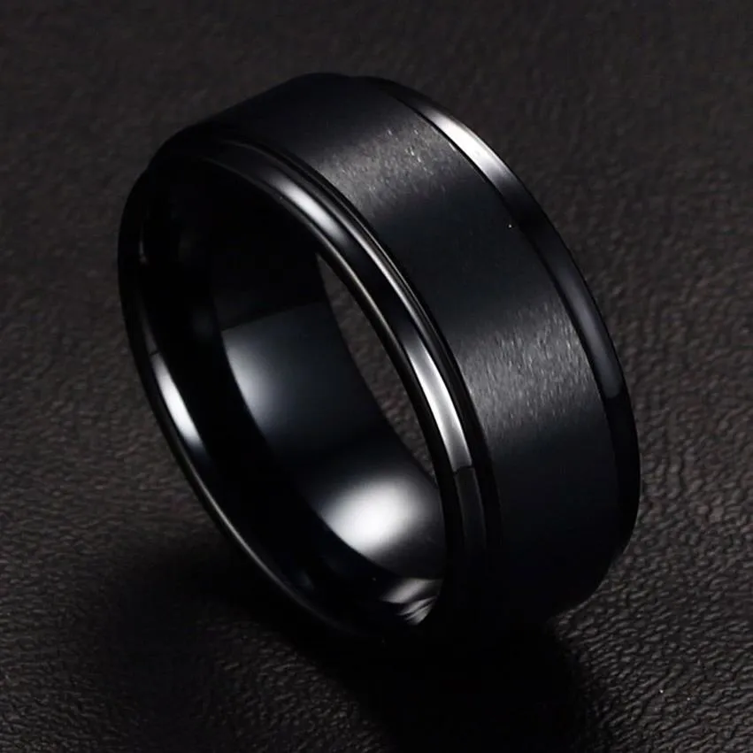 Cool Men Tungsten Pierłnictwo z węglików żywiołowych Czarne pierścienie wolframowe dla mężczyzn biżuteria 8 mm szerokie mężczyzn Pierścionki zaręczynowe TCR-015287y
