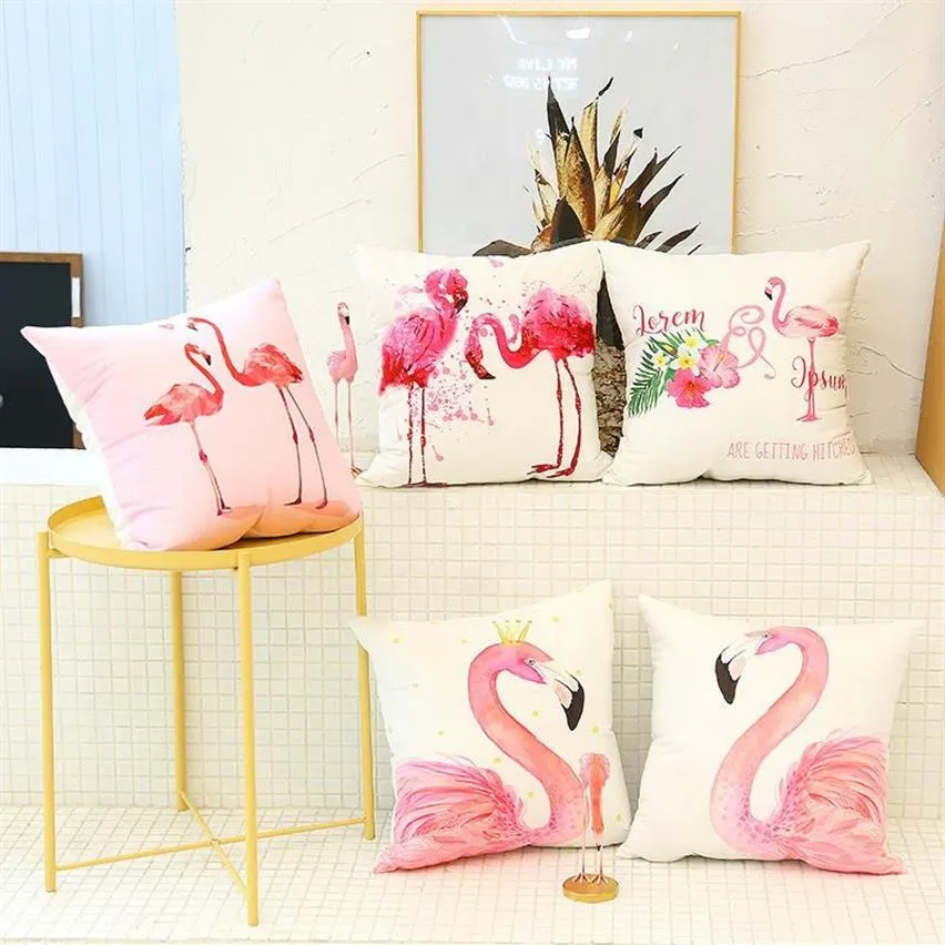 パーティーの装飾結婚式の装飾ピンクフラミンゴはクッション枕ケースとギフトの誕生日DIYデコレーションサプライズ2694を好む2694