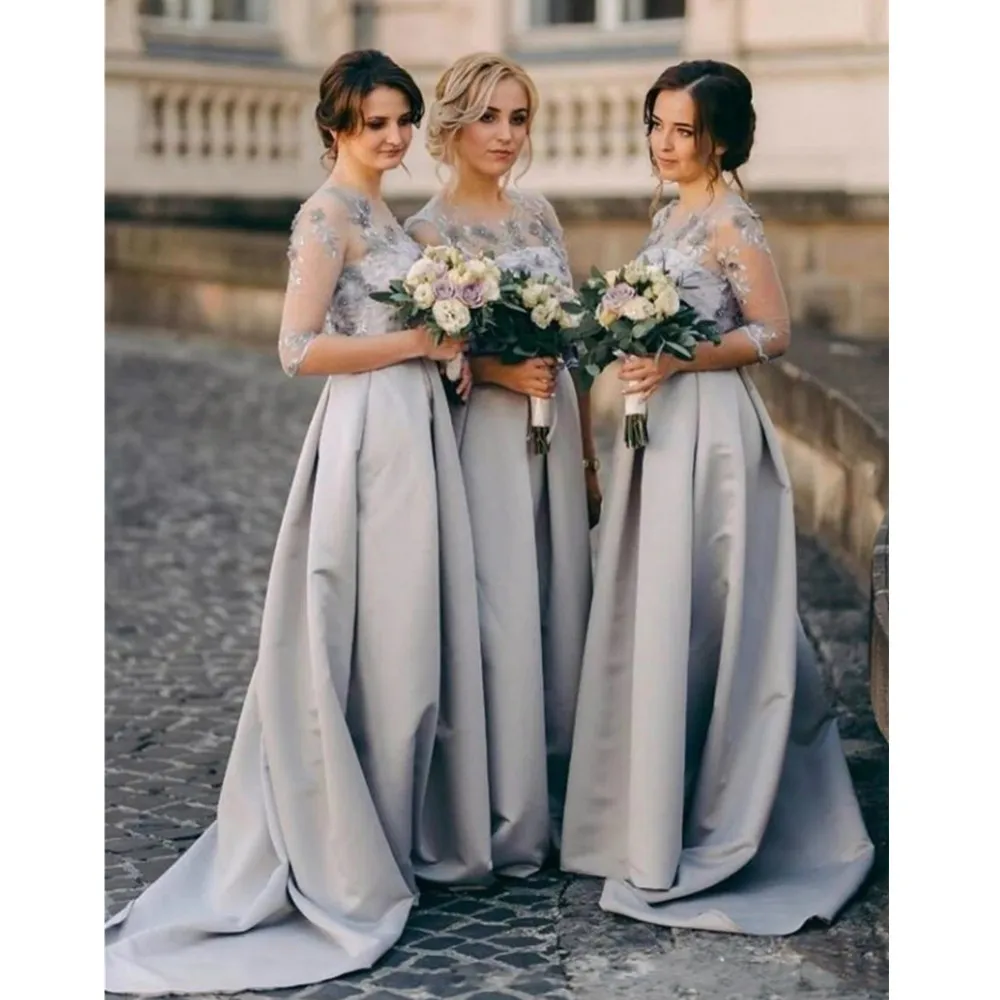 Sier Scoop A-Line Bridesmaid Dresses Guest Gowns Prom Women Formal Dress Vestido de Novia Custom Made YD