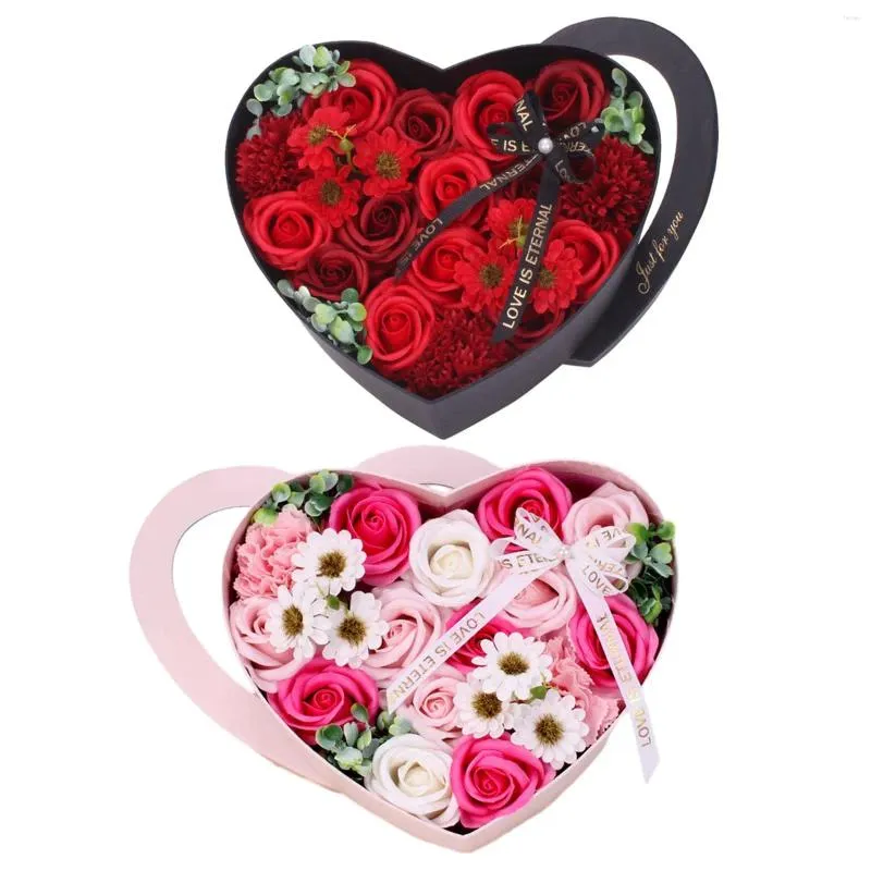 Fleurs décoratives Roses boîte à fleurs décor de saint valentin pour toujours savon créatif avec pour fête intérieure extérieure maison jardin amis