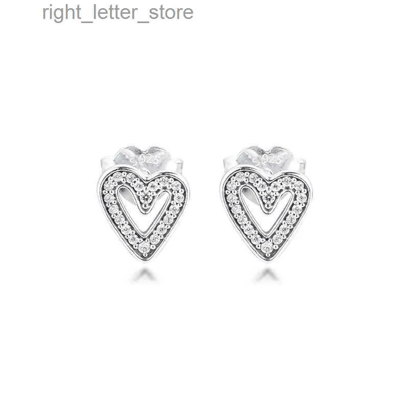 Stud Sparkling Freehand Heart Stud Earrings 925 Sterling Silver Jewelry for Woman Make Up Fashion Female Earrings Party Jewelry YQ231211