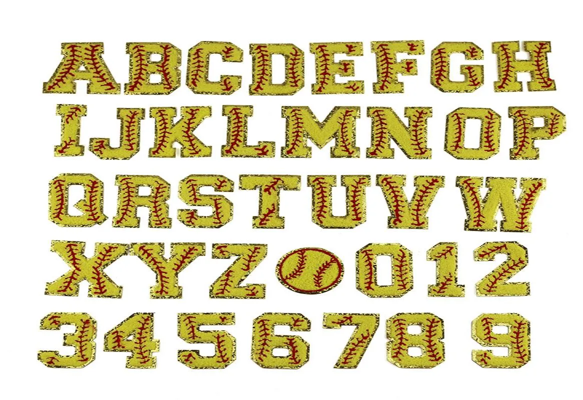 37 Styles Chenille Alphabet Diy Patch Textil Guld Glitter Trim Varsity Letter Perfekt för nylonpåse Kosmetisk väska DIY Embroidery5813712