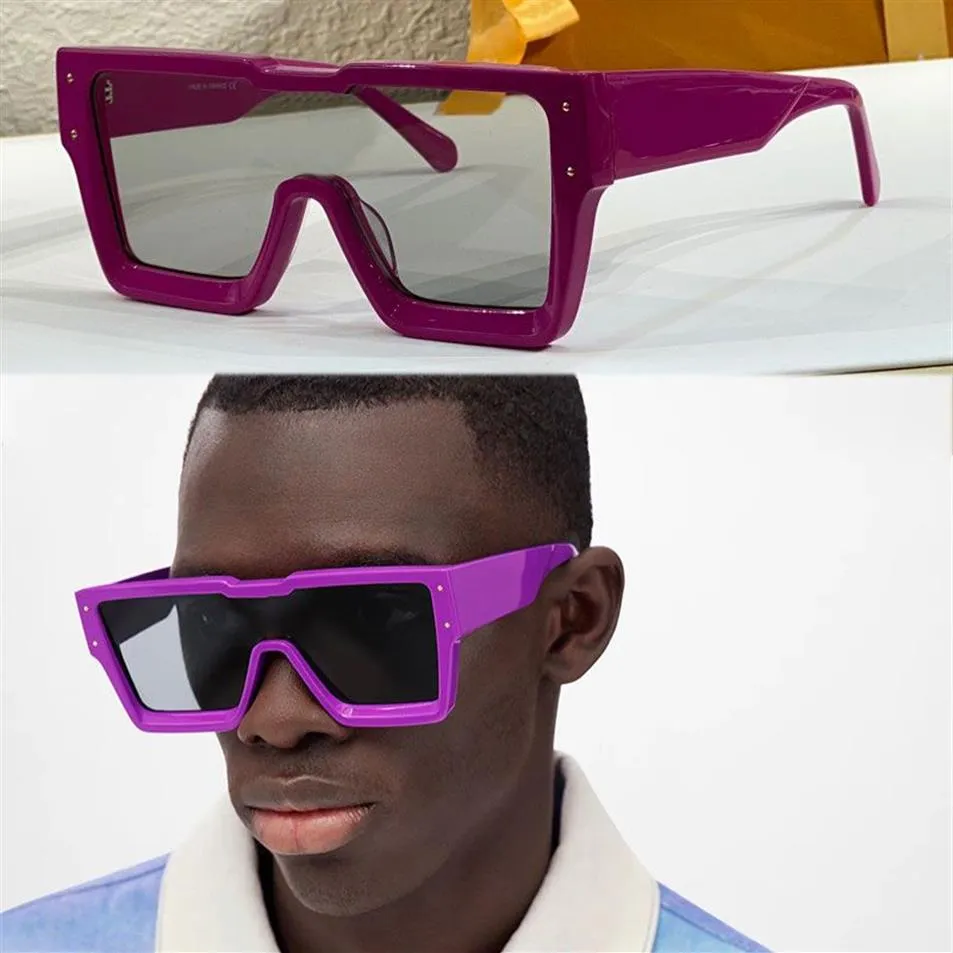 Lunettes de soleil Cyclone violettes pour hommes Z1641E, lunettes de soleil classiques de styliste pour hommes, monture épaisse, pont de nez décoratif, fleur en cristal, Personalit296K