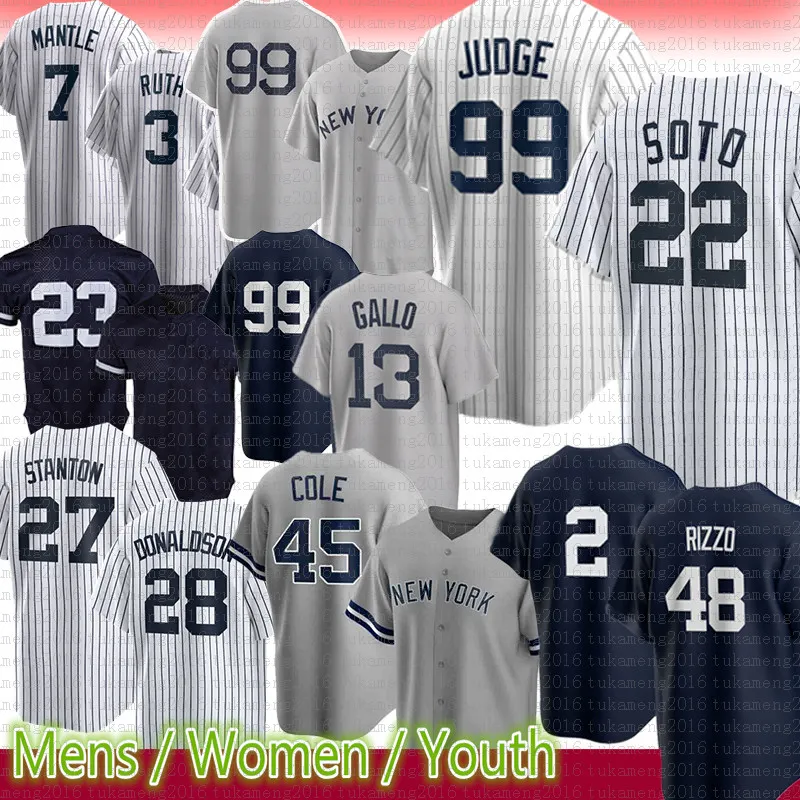 99 Aaron Judge Yankees honkbalshirt Juan Soto Gerrit Cole Anthony Rizzo Derek Jeter DJ LeMahieu Josh Donaldson Giancarlo Stanton Gleyber Torres Rivera Hicks