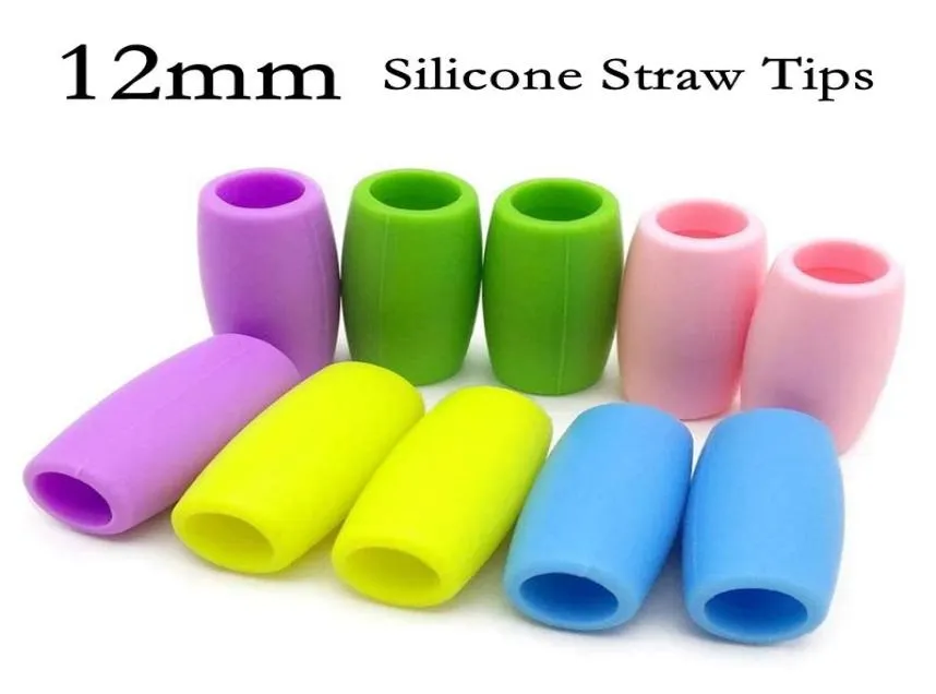 Drinking Straws 12mm MultiColors Food Grade Silicone Straw Tips Cover Soft Reusable Metal Stainless Steel Nozzles Only Fit For 19111313