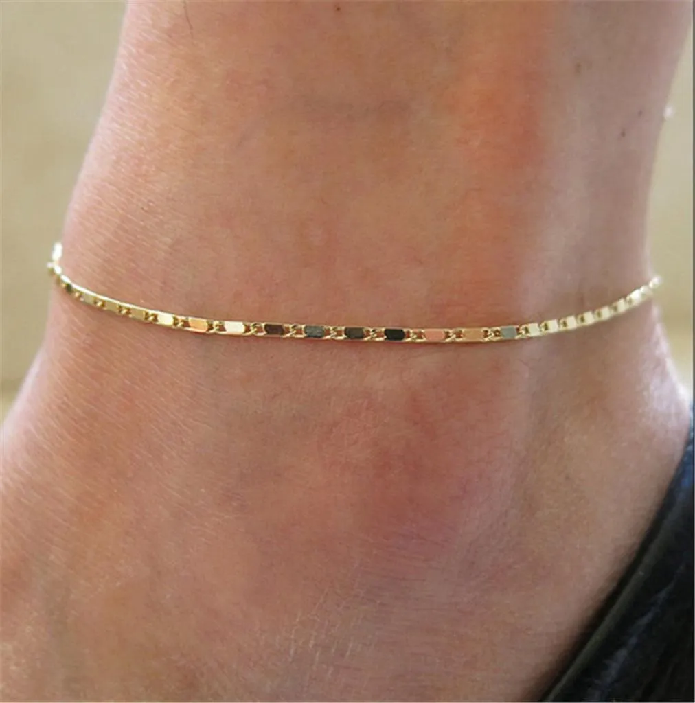 Prosta kobieta Anklets swobodny złoty srebrny łańcuch kolorów Kobiet Bransoletka kostki biżuteria T2007145697043