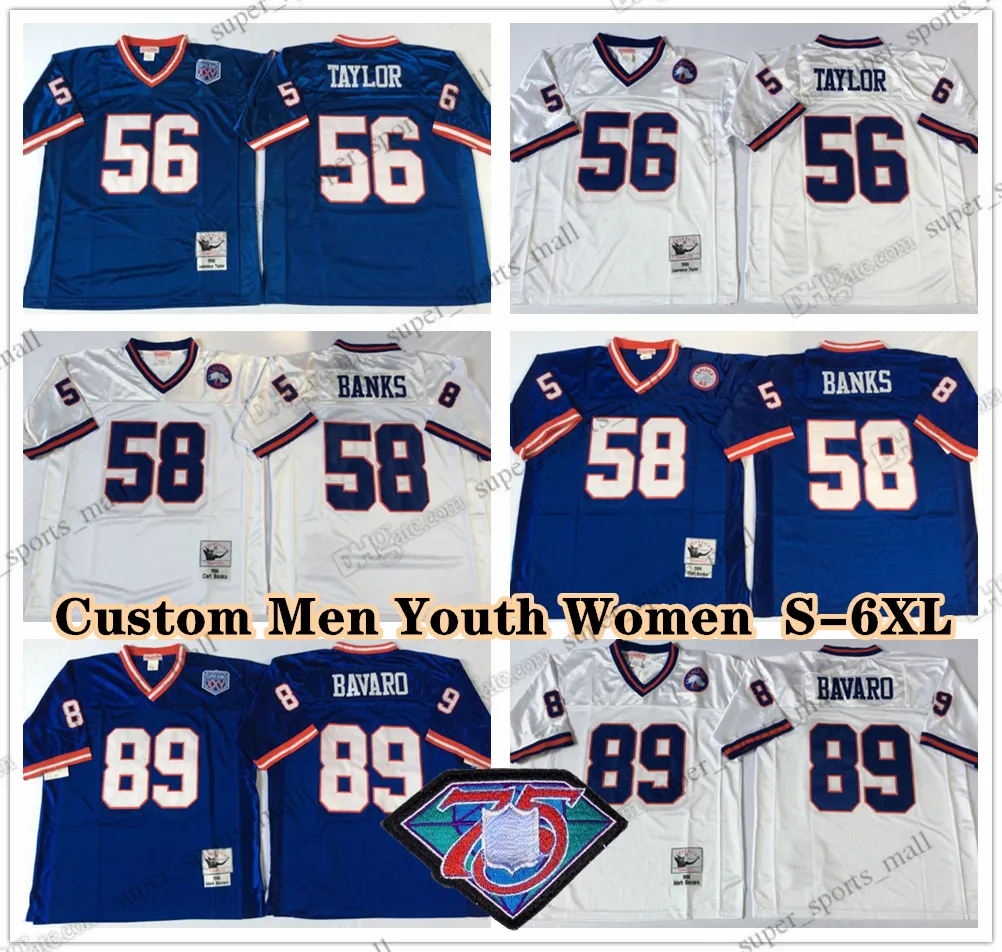 Custom 75th Retro 56 Lawrence Taylor 1968 Football Jerseys 72 Osi Omenyiora 76 Chris Snee 70 Leonard Marshall 73 Rosey Brown 75 George Martin 98 Jesse Armstead