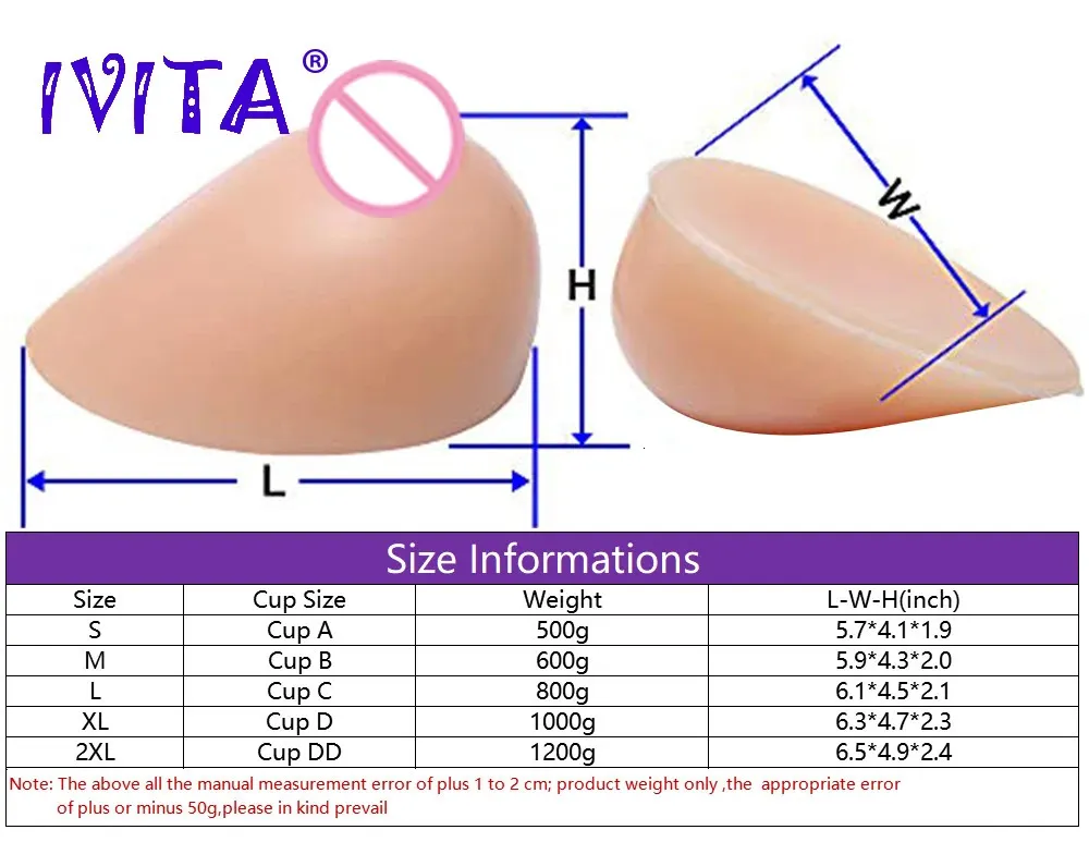 IVITA Artificial Silicone Breast Forms DD Cup Boobs Crosssdressing  Enhancers