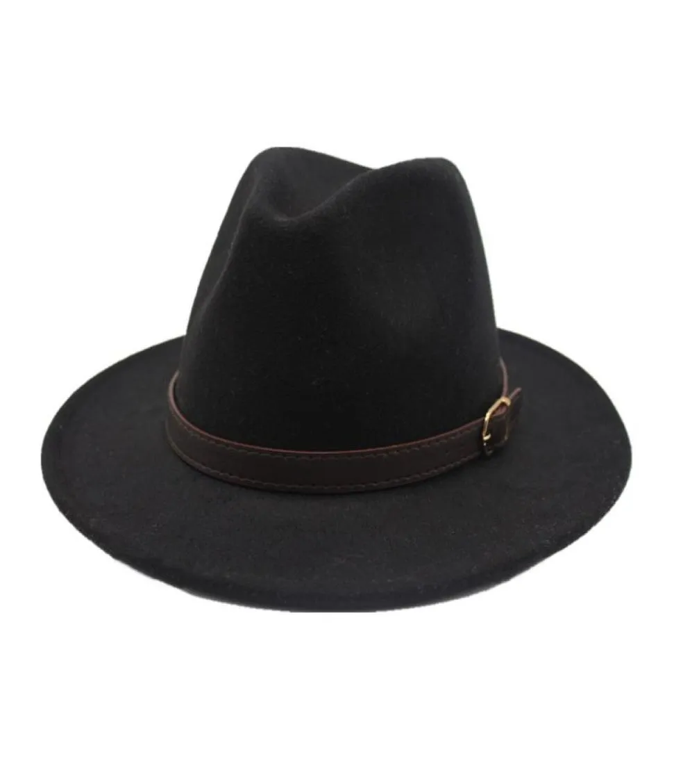 Seioum Ny modestil breda grimkvinnor filt hatt ull soild fedora mössa för kvinnor retro hatt eleganta damer jazz ull caps1449448