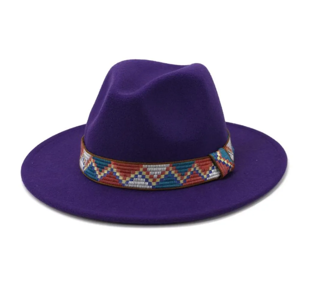 Aba larga verde limão aba larga fedoras chapéus de feltro de lã cáqui casual jazz chapéu feminino fita sólida tendência fedora caps8941690