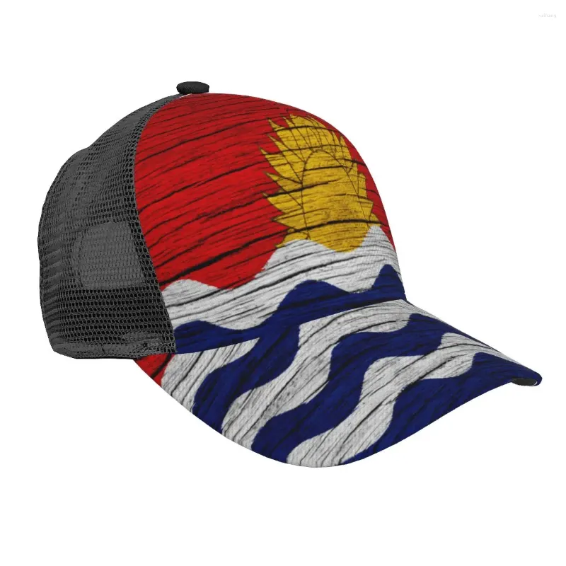 Casquettes de baseball Casquette de baseball Drapeau de Kiribati Texture en bois Symboles nationaux Chapeau Respirant Hommes Femmes Été Mesh Drop