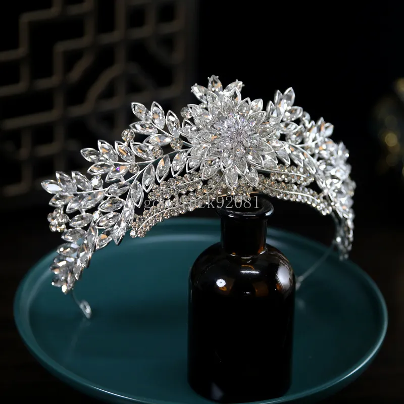 Luksusowa królowa księżniczka Crystal Crown Bridal Elegancki rhinestone Tiaras Crown Diodem Girls Wedding Party Eleganckie opaski na głowę