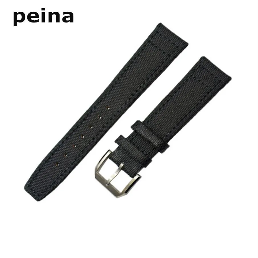 20mm 21mm 22mm New Black Green Nylon and Leather Watch Band strap For IWC watches189Y