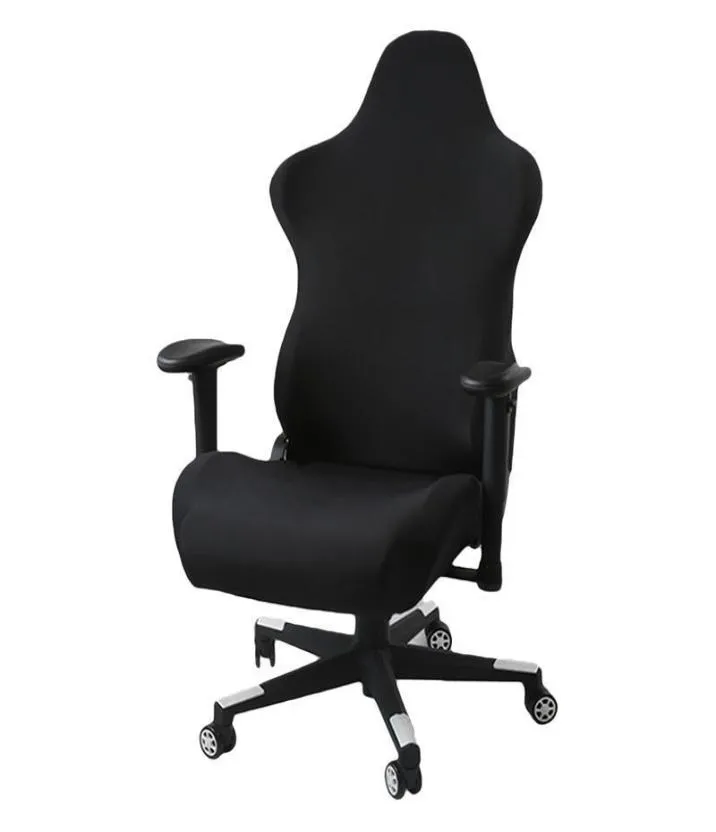 Stol täcker ergonomiska kontor datorspelstol slipcovers stretchy polyester svart för lutande racing gaming7254221