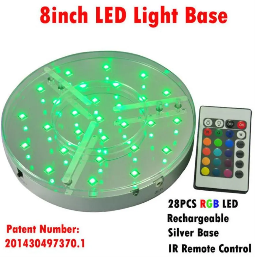 Base lumineuse pour centres de table LED SMD5050, 8 pouces, 28 pièces, avec télécommande à 24 touches pour choisir 16 couleurs statiques et 4 changements de couleurs, Progr7552655