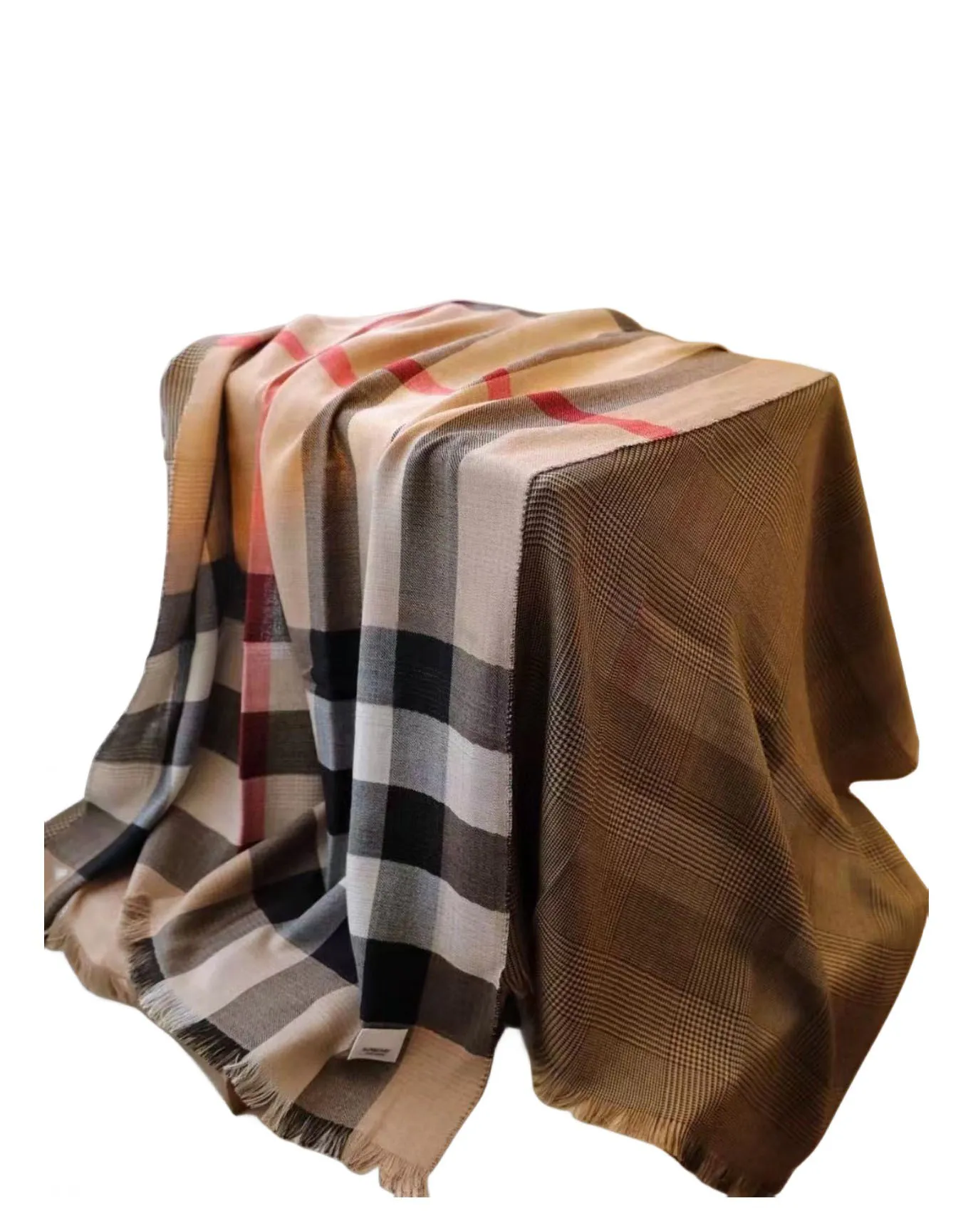 Классический дизайнерский шарф женский двусторонний кашемировый клетчатый шарф с надписью из чистого кашемира мужской двусторонний шарф-шаль с коробкой оптом 0002
