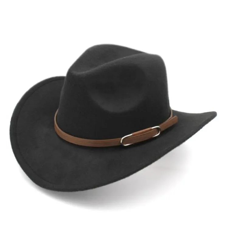 Unisex Volwassen Jazz Fedora Rand Panama Trilby Wolvilt Gesp Outdoor Klassieke Cap Western Cowboy Cowgirl Hoeden Brede Rand Zonnescherm Fe6566263