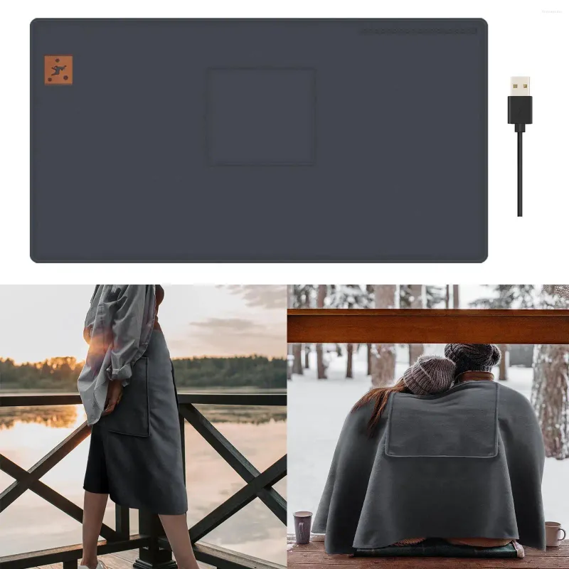 Châle chauffant USB 150 x 85 cm, 3 réglages, poncho électrique portable  avec boutons, lavable en
