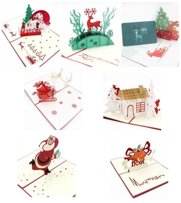 Cartes de vœux de vacances Pop Up 3D cerf Jésus renne Noël Thanksgiving vintage voeux pliants merci carte de Noël2896665