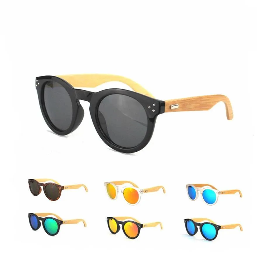 10 Teile/los Neue Ankunft Retro Niet Runde Sonnenbrille Holz Polarisierte Sonnenbrille Klassische Frauen Männer Designer Bambus Brillen 14 2 5 2 14235z