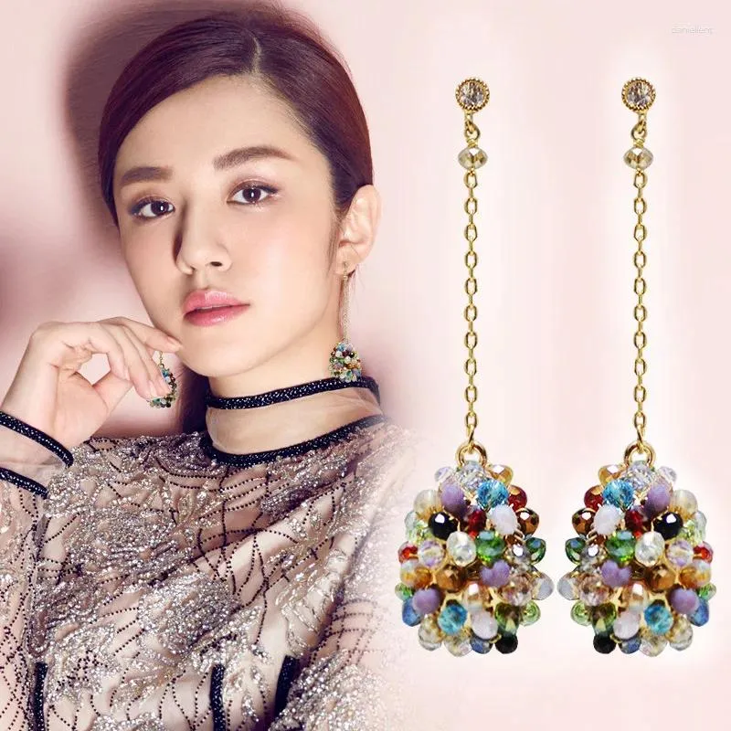 Retro Tassel Pineapple Dangle Earrings Long Ethnic Style for Holiday Temperament