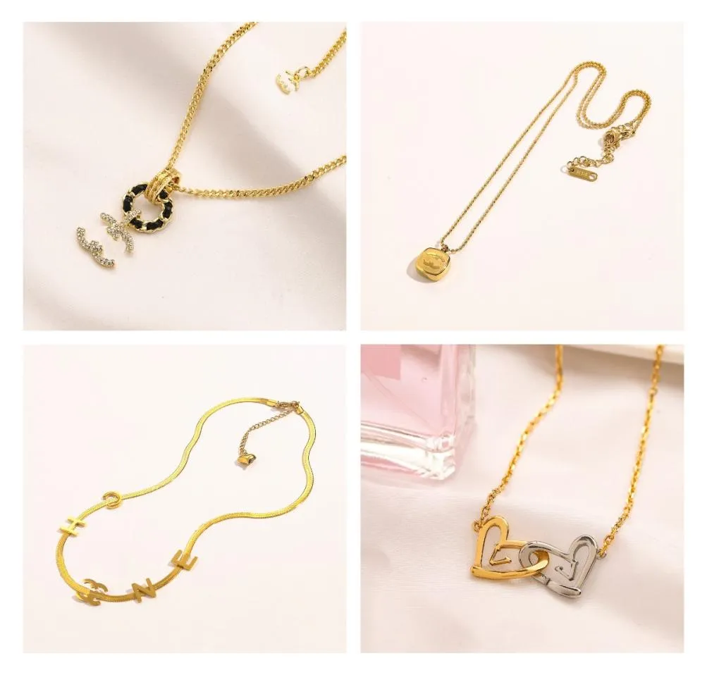 18k Gold Plated 925 Sliver Luxury Designers Necklaces Clover Love Diamond Pearl Letter Fashion Brand Women Crystal Necklaces Weddi8072087