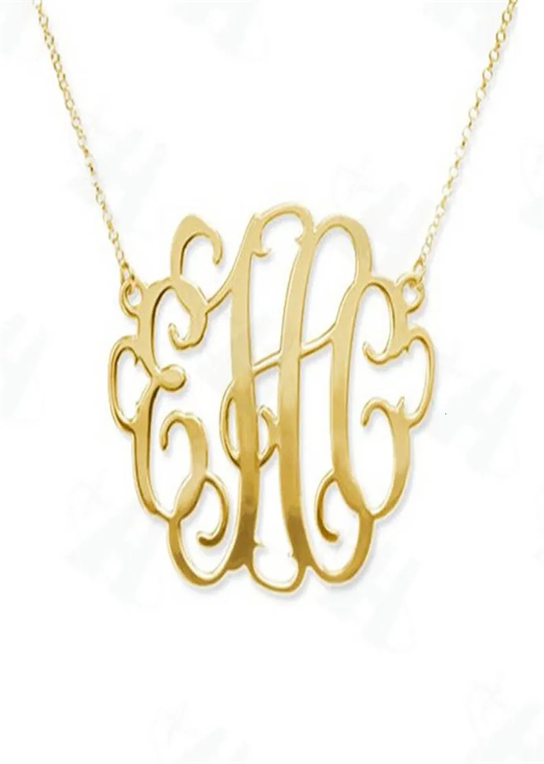 Collier monogramme personnalisé mode déclaration audacieuse lettre initiale pendentif collier couleur or collier pour femmesColares Femininos V4294502