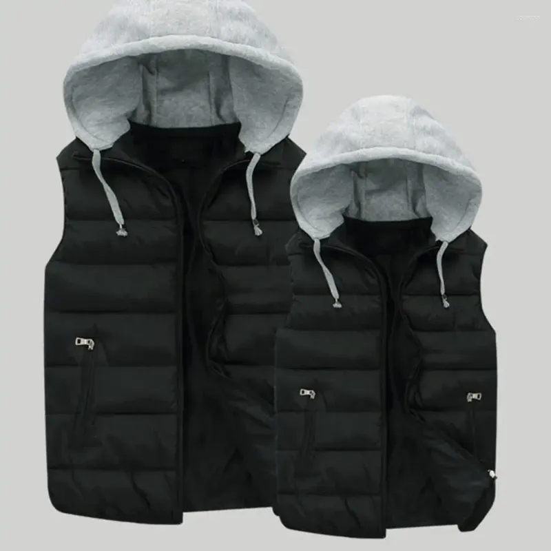 Gilets pour hommes hommes hiver gilet capuche fermeture à glissière imperméable sans manches veste décontractée automne gilet chaud