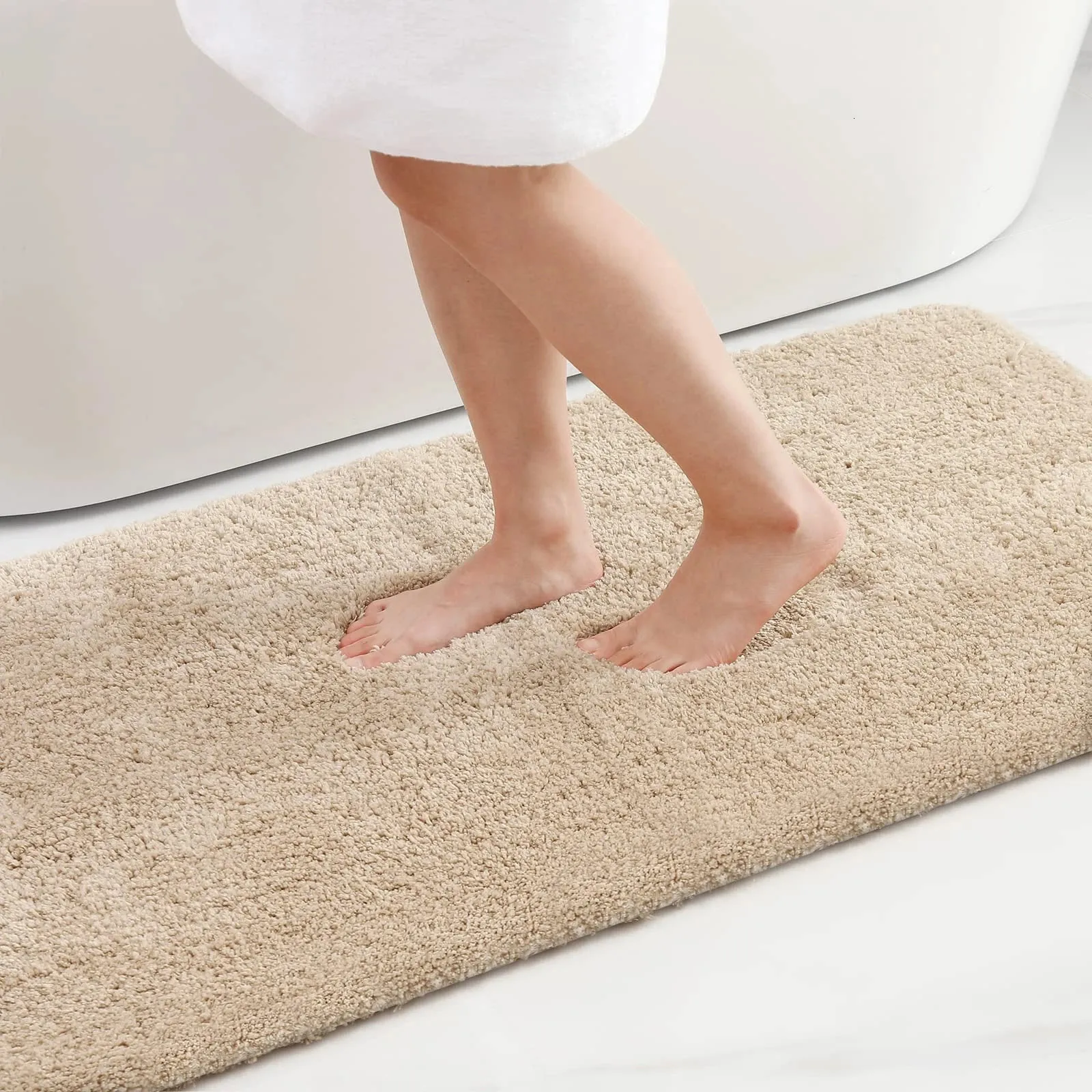 Tapis Olanly Shaggy salle de bain tapis de bain absorbant coussin de douche antidérapant épais chambre tapis de sol doux moelleux salon en peluche décor 231211