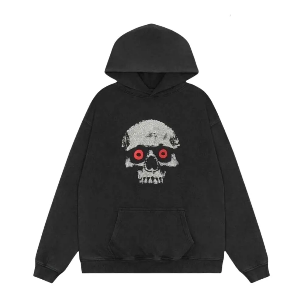 GELLERY DAPT Designer Hoodie Top Quality Women's Hoodies Sweatshirts Fashion American High Street Silver Skull Print Loose And Women's Washable Old Hooded Sweater