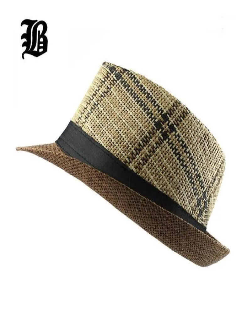 Cappello a tesa larga Avaro FLB 2021 Cappello da spiaggia estivo di moda Grande Jazz Sole Casual unisex Panama Paglia Donna Uomo Berretto con nero F30314842107