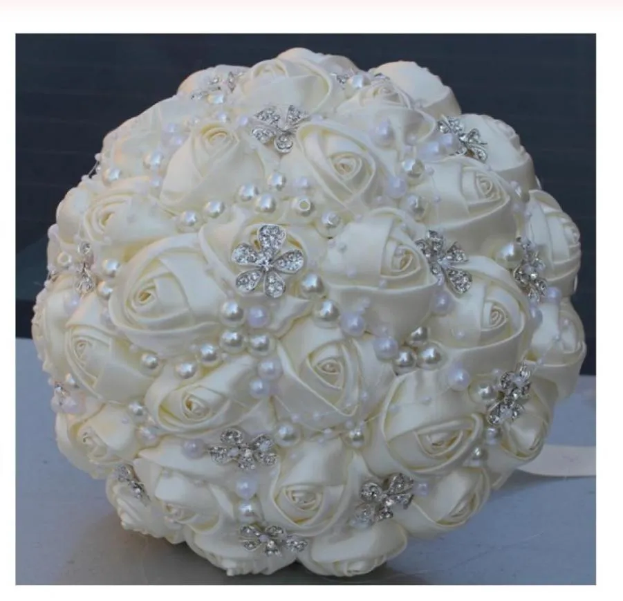 Hela underbara bröllop Brudbuketter Elegant Pearl Bride Bridesmaid Wedding Bouquet Crystal Sparkle Accept Custom9202306