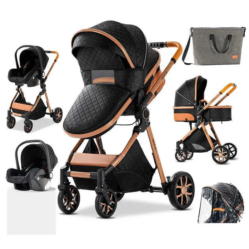 luxury born baby stroller 3 in 1 high landscape stroller reclining baby carriage foldable stroller baby bassinet puchair l230625