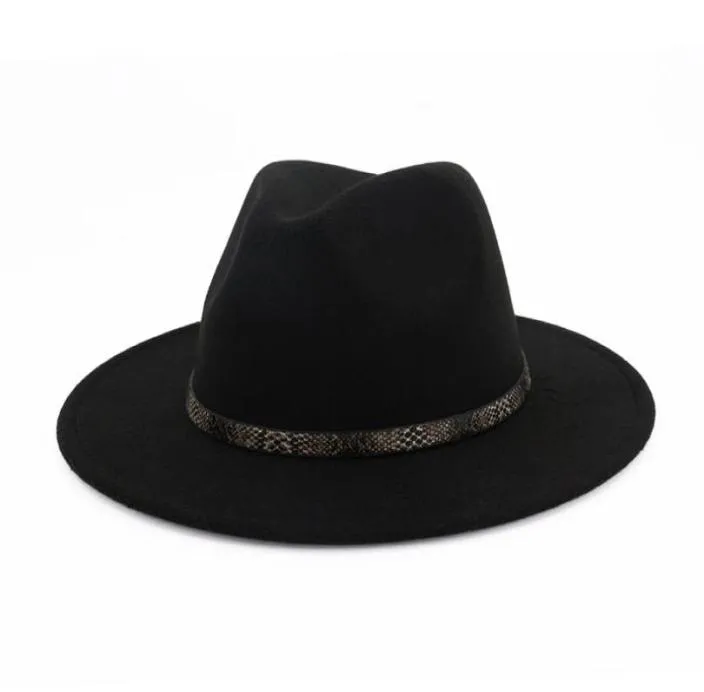 Unisex Wolvilt Hoed Jazz Fedora Hoeden Slang Graan Decoratie Mode Homburg Hoed Platte Rand Panama Formele Pet Trilby Chapeau5572634