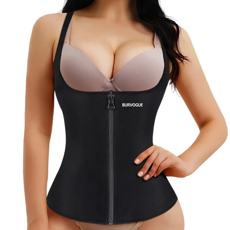 Taille Tummy Shaper Burvogue taille formateur Corset gaine amincissante Latex corps Shaper ventre sous-vêtements amincissants femmes perte de poids Sauna Sweat gilet 231211