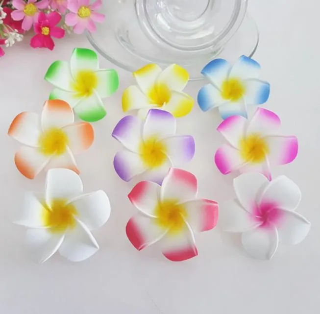 100 stks 5 CM 6 CM 8 Kleuren Hawaiiaanse 5 kleuren real touch kunstmatige plumeria bloem diy haar accessoire pe frangipani bruiloft decor6978392