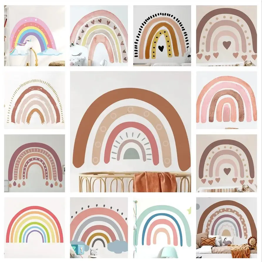 Wandaufkleber, bemalt, Regenbogen-Aufkleber für Mädchenzimmer, Baby-Prinzessin, Schlafzimmer, Wandbild, Peel-Stick, Kinderzimmer, dekorative Kindergeschenke 231212