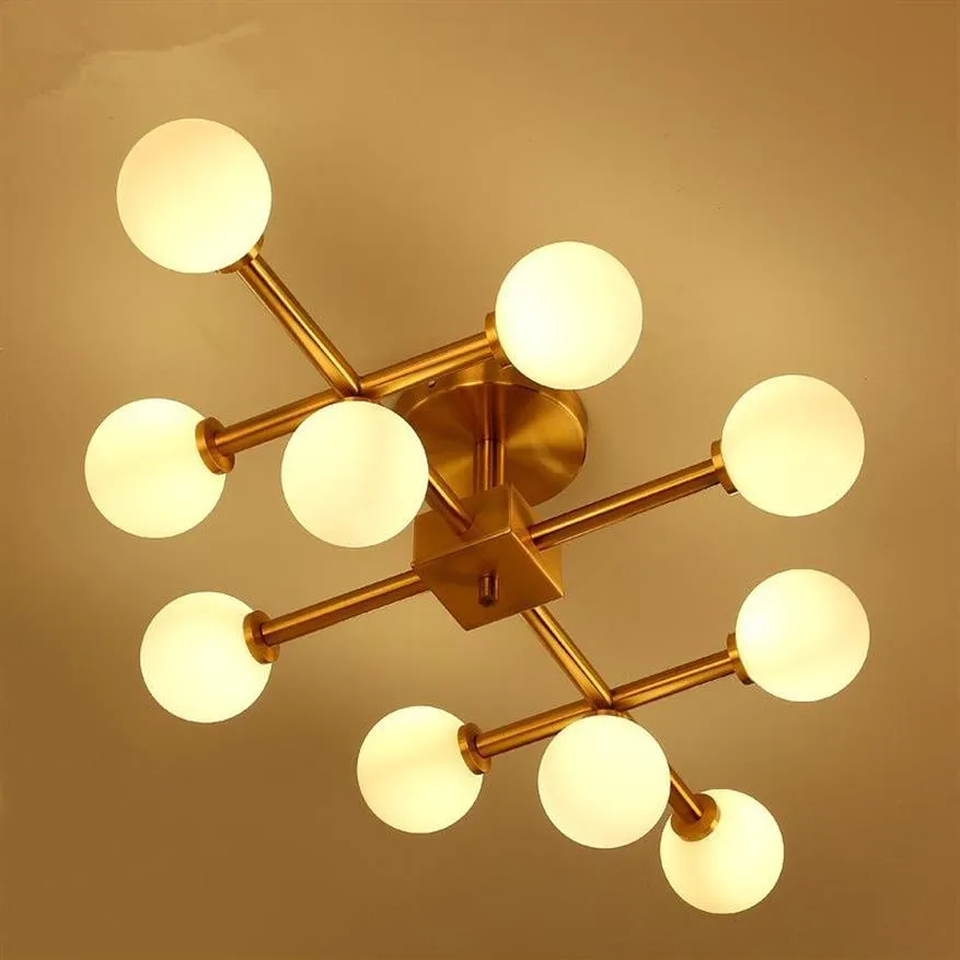 Nordeuropa LED Modo Glaskugel Kronleuchter Beleuchtung Gold Pendelleuchte Glas Lampenschirm Deckenleuchte für Wohnzimmer Schlafzimmer Resta228c