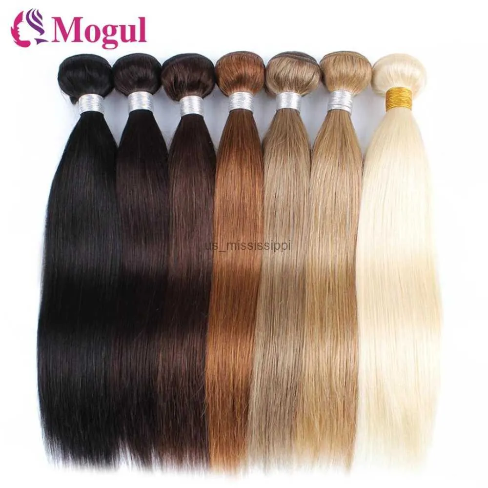 Synthetic Wigs Mogul Hair 1 Pc Straight Hair Bundles Color 8 Ash Blonde Color 27 Honey Blonde Hair Weave Bundles Remy Hair ExtensionL240124