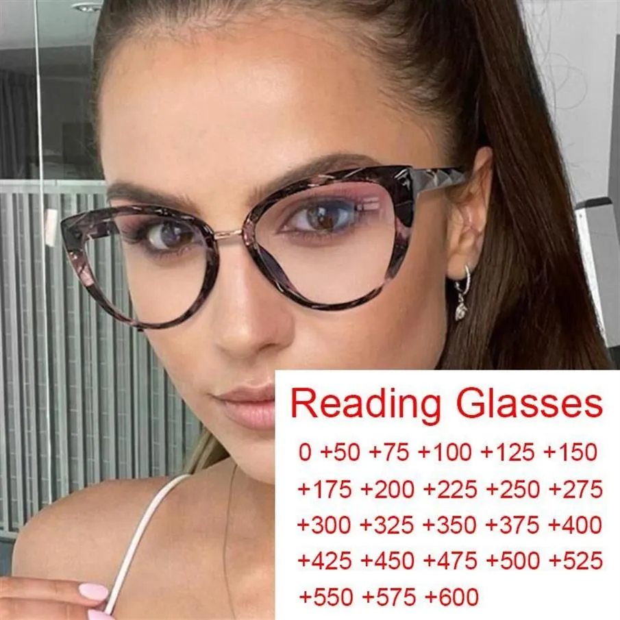 Солнцезащитные очки, очки для чтения для пресбиопии, 2021, анти-синий свет, компьютерный кошачий глаз, женские брендовые дизайнерские очки в оправе Óculos De Grau2924