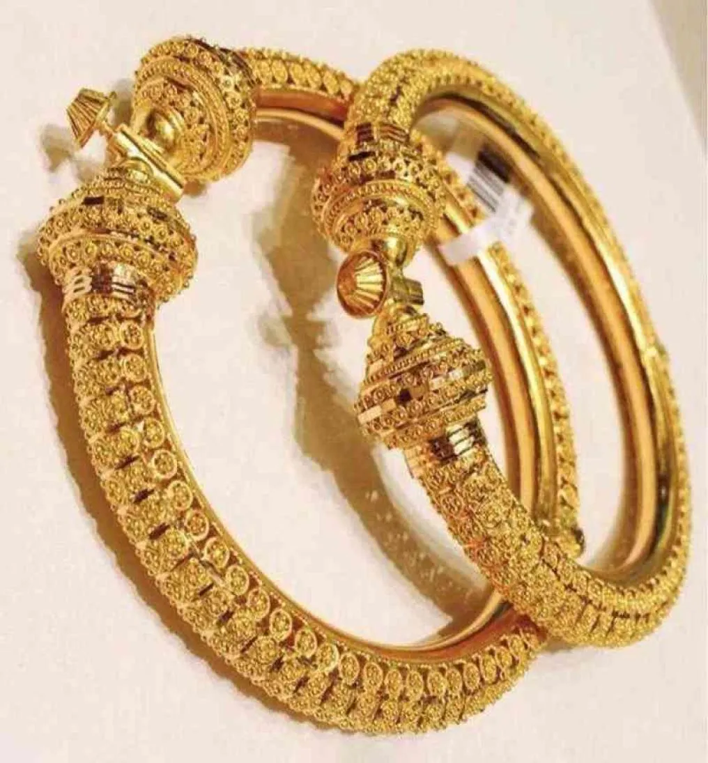 24K lyxig bröllop Dubai armband guldfärg armband för kvinnor flickor bröllop brud indiska armband armband smycken gåva kan öppna 229472665